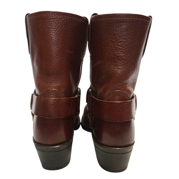 FRYE 8R Harness Short Boot Red Leather Western Cowgirl Moto Engineer - Picture 5 of 11